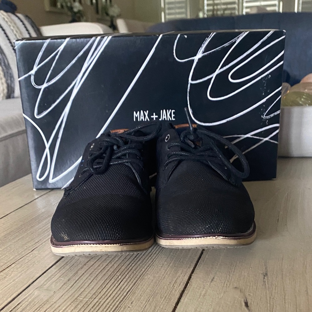 Kids Black Dress Lace-Up Shoes